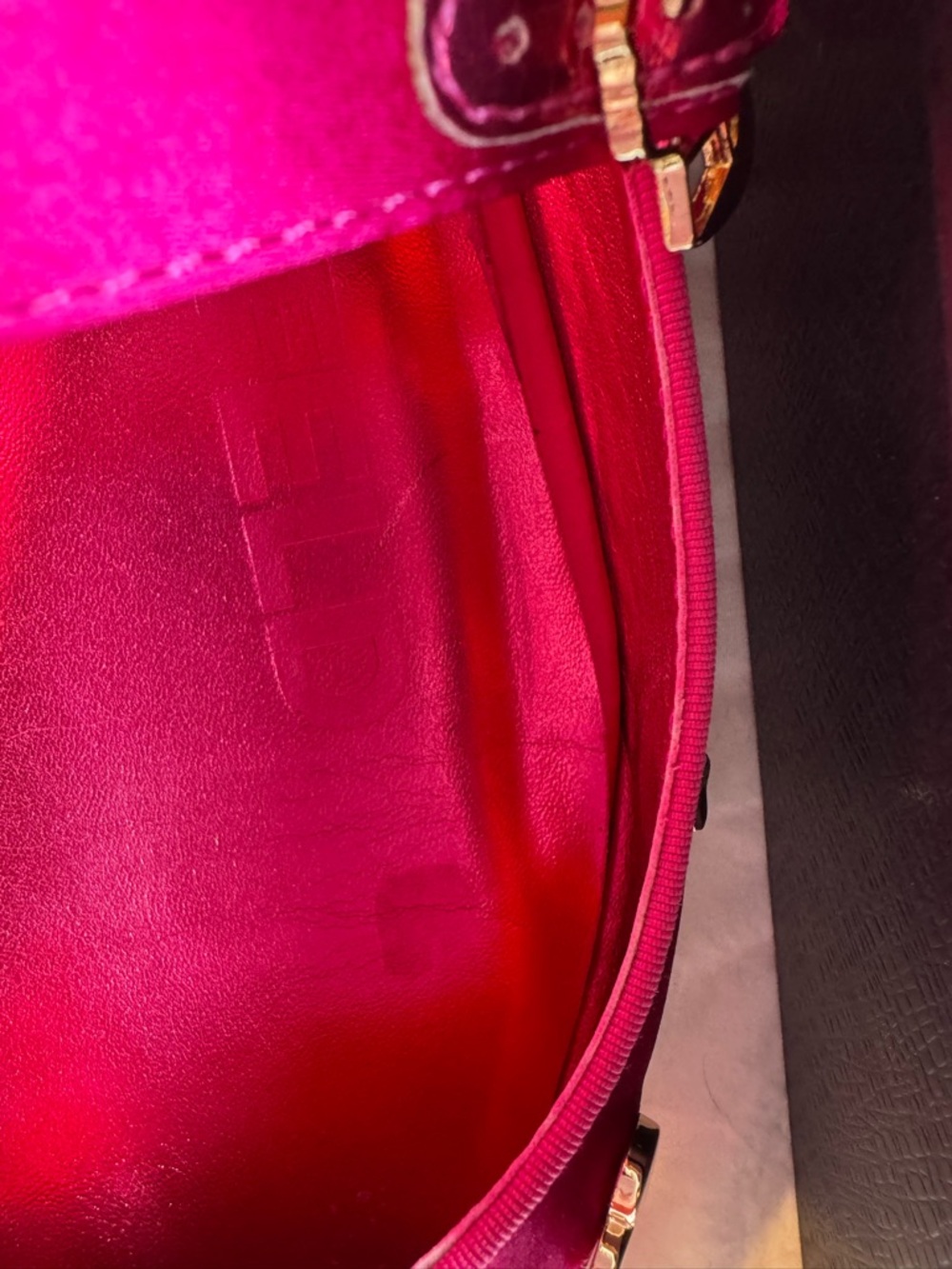 Karl Lagerfeld Veyda Hot Pink Satin Pointed Mary Jane Flats with Gold Studs - Picture 7 of 11